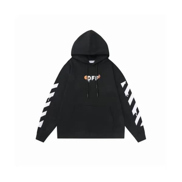 Off-white Mens Logo Cotton Hoodie Black - 오프화이트 2… - 1