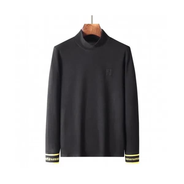 Fendi Mens Logo Crew-neck Cotton Tshirts Black - … - 1