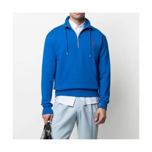 Ami Mens Logo Casual Cotton Man-to-man Blue - 아미 … - 1