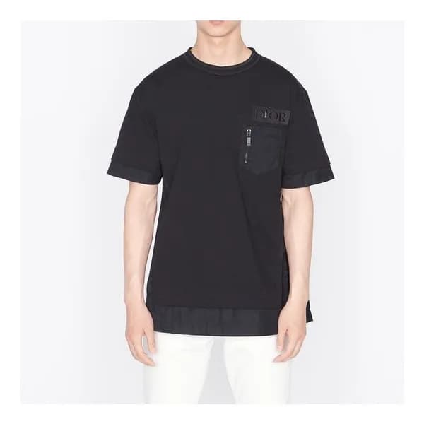 디올 남자 크루넥 블랙 반팔티 - Unisex Black Short-sleeved Tshi… - 1