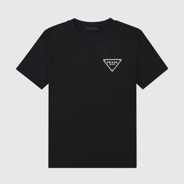 프라다 남자 크루넥 블랙 반팔티 - Unisex Balck Tshirts - Pra025… - 1