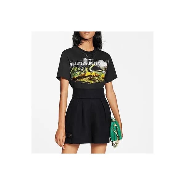 루이비통 여성 크루넥 블랙 반팔티 - Ladys Black Tshirts - lou0393… - 1