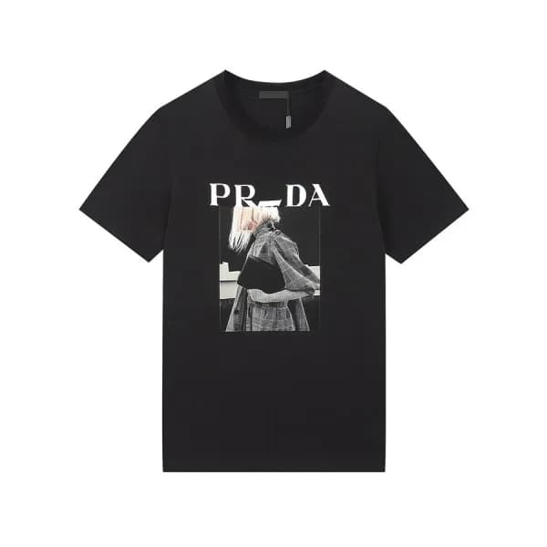 프라다 남성 크루넥 블랙 반팔티 - Mens Black Tshirts - Pra02620x - 1