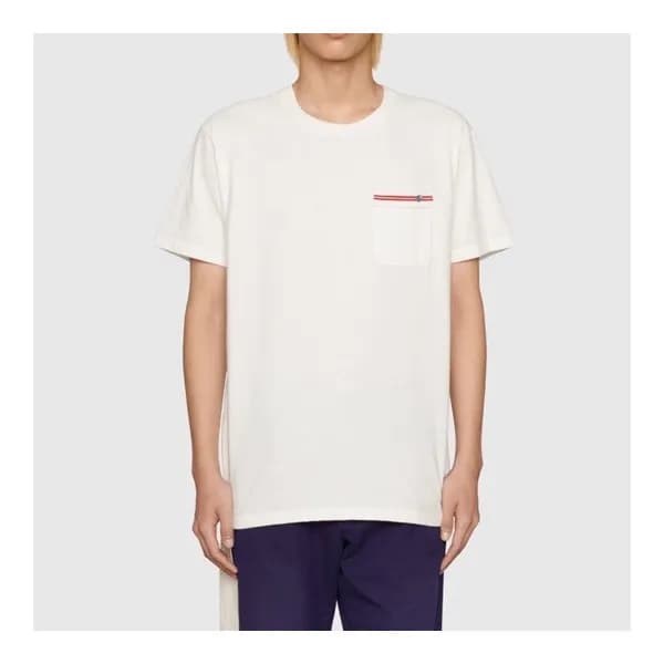 구찌 남성 크루넥 화이트 반팔티 - Mens White Tshirts - guc04713x - 1