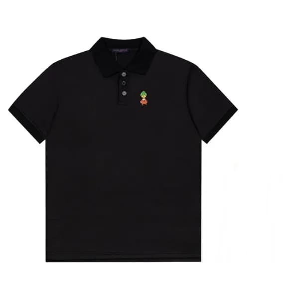 루이비통 남성 폴로 블랙 반팔티 - Mens Black Tshirts - lou04137x - 1