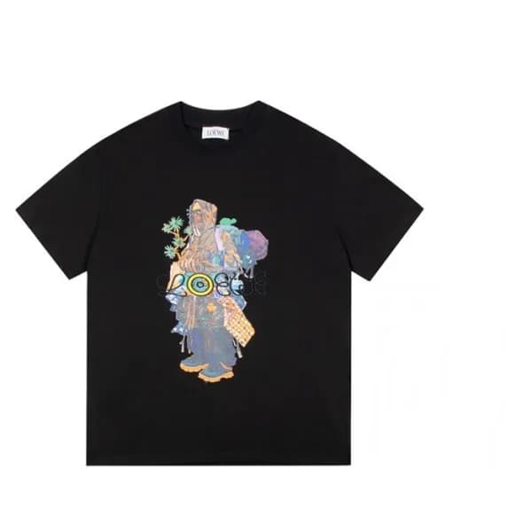 로에베 남성 이니셜 블랙 반팔티 - Mens Black Tshirts - loe0599x - 1