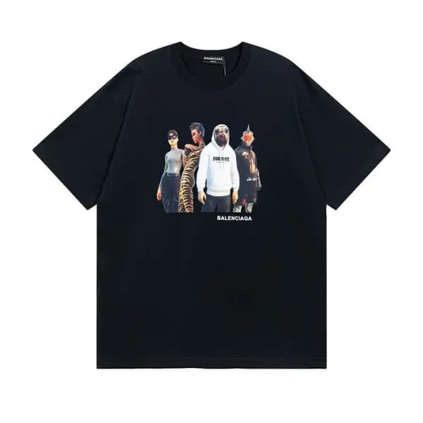 발렌시아가 남성 크루넥 블랙 반팔티 - Mens Black Tshirts - bal0159… - 1