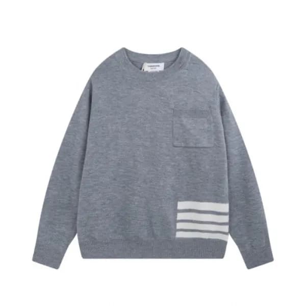 톰브라운 남성 그레이 크루넥 니트 - Thom Browne Mens Gray Knit - … - 1