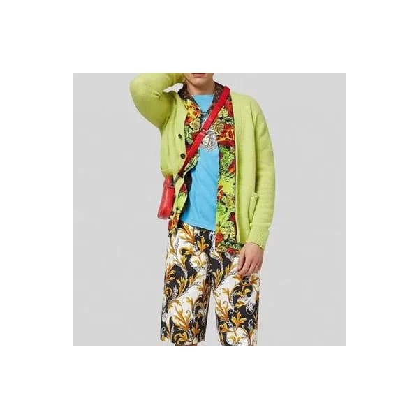 베르사체 남성 브이넥 그린 가디건 - Versace Mens Green Cardigan -… - 1