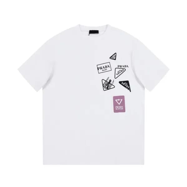 프라다 남성 크루넥 화이트 반팔티 - Prada Mens White Tshirts - pr… - 1