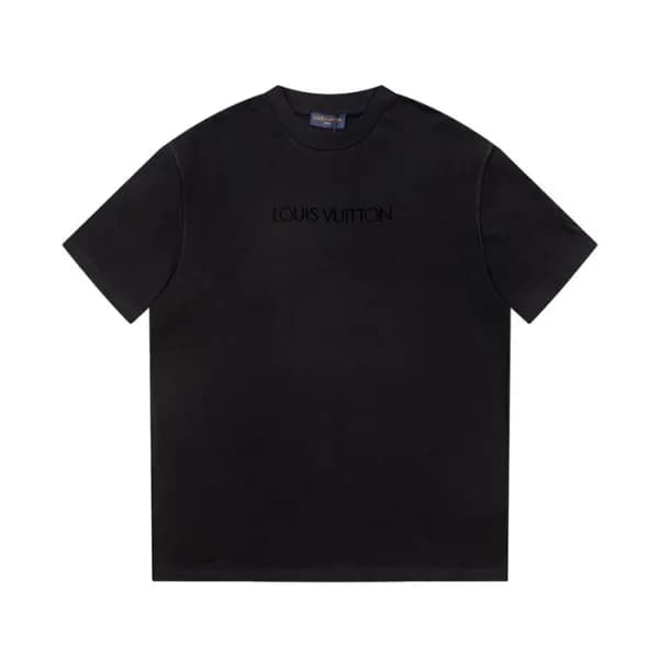 루이비통 남성 블랙 크루넥 반팔티 - Louis vuitton Mens Black Shor… - 1