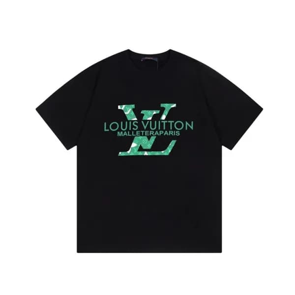 루이비통 남성 블랙 크루넥 반팔티 - Louis vuitton Mens Black Shor… - 1