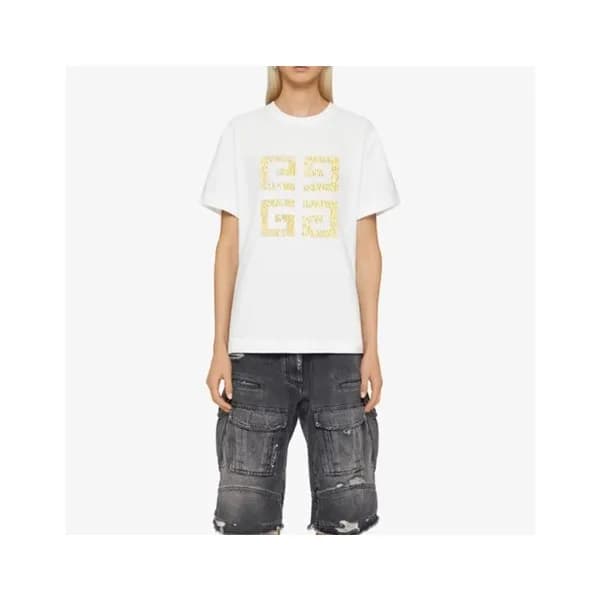 지방시 남/녀 크루넥 화이트 반팔티 - Givenchy Unisex White Short … - 1