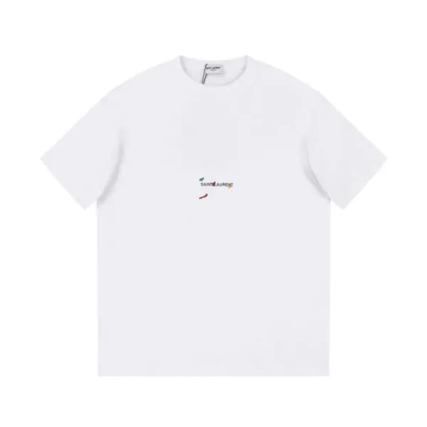 입생로랑 남성 화이트 크루넥 반팔티 - Saint laurent White Short sl… - 1