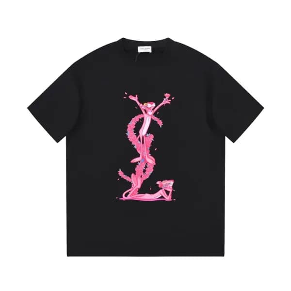 입생로랑 남성 블랙 크루넥 반팔티 - Saint laurent Black Short sle… - 1