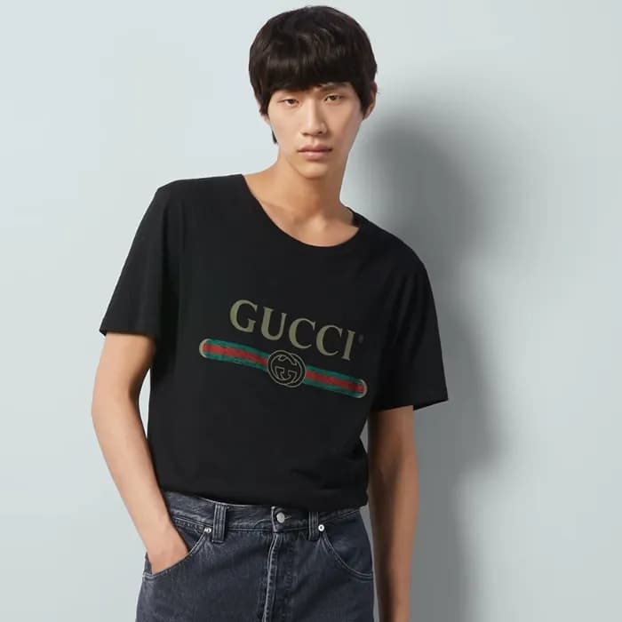 구찌 남/녀 블랙 크루넥 반팔티 - Gucci Unisex Black Short sleev… - 1