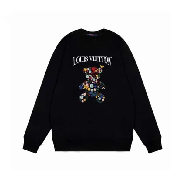 루이비통 남성 모던 블랙 맨투맨 - Louis vuitton Mens Black Tshir… - 1