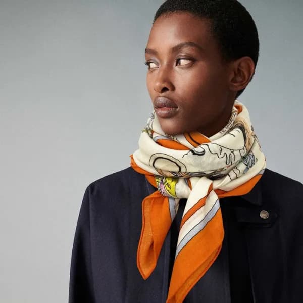 에르메스 여성 캐시 오렌지 스카프 - Hermes Womens Orange Scarf - … - 1