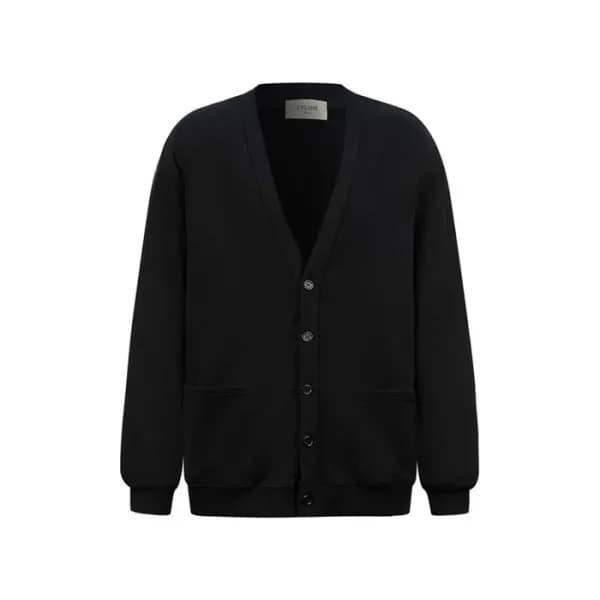 셀린느 남/녀 브이넥 블랙 가디건 - Celine Unisex Black Cardigan … - 1