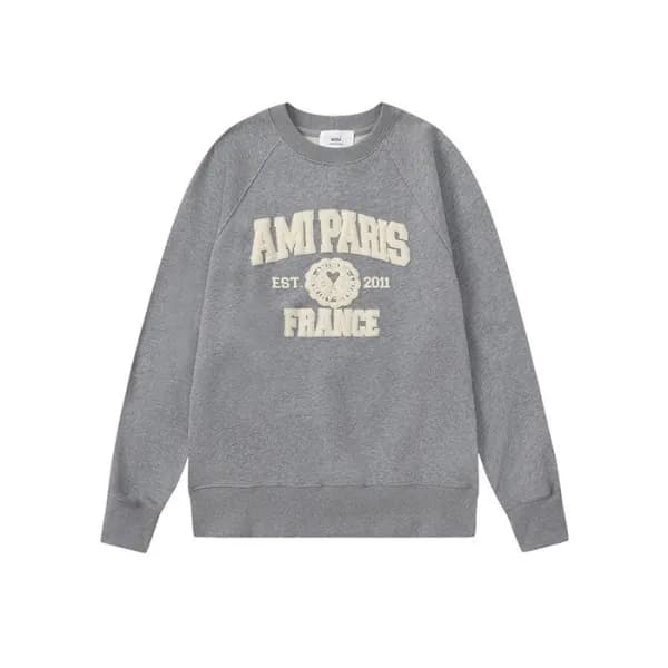 아미 남성 그레이 맨투맨 - Ami Mens Gray Tshirts - amc136x - 1