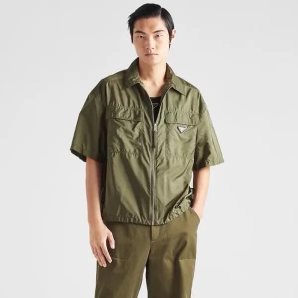 프라다 남성 카키 반팔 셔츠 - Prada Mens Khaki Shirts - prc395… - 1
