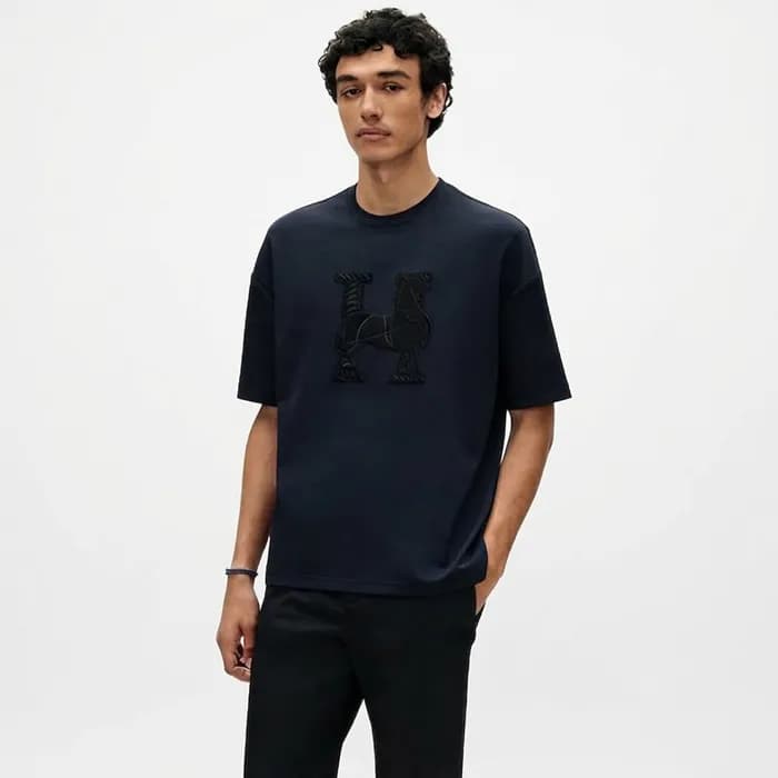 에르메스 남성 라운드 반팔티 - Hermes Mens Round Tshirt - hec13… - 1
