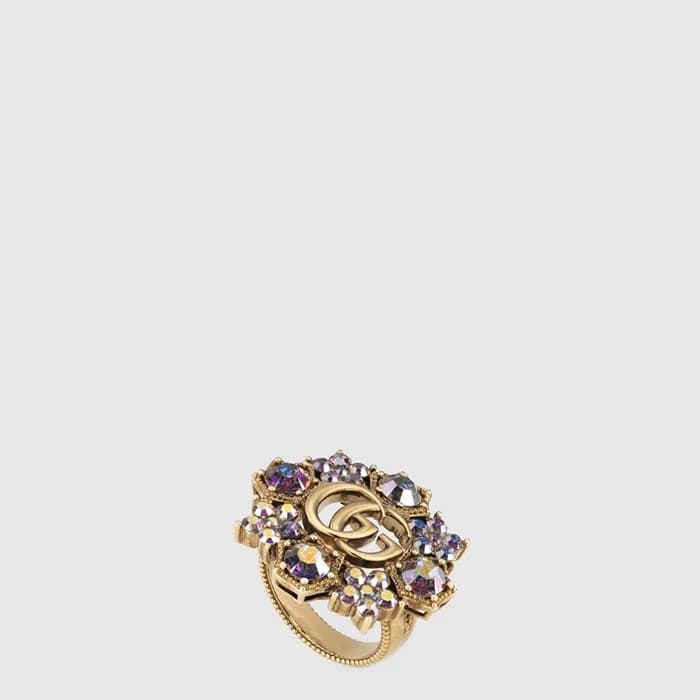 구찌 여성 더블 G 크리스탈 플라워 링 - Gucci Womens Double G Crystal Flower Ring - acc10903x - 1