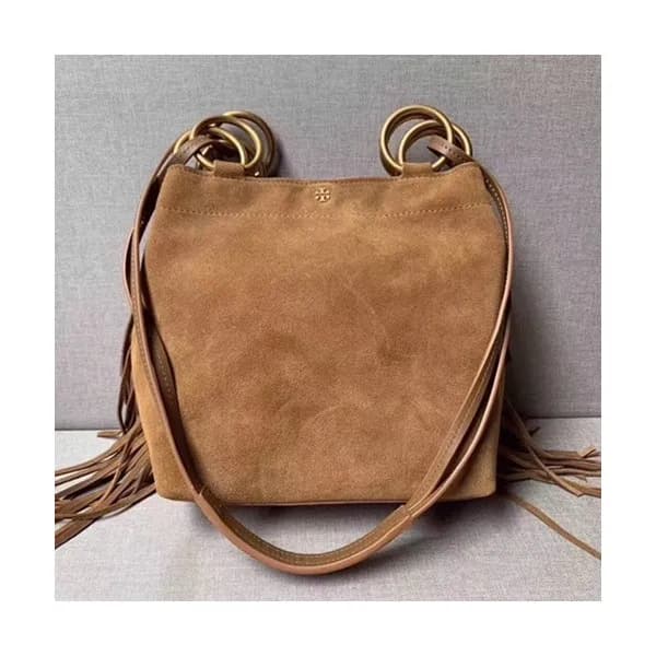 Tory Burch Leather Brown Tassel Shoulder Bag,22cm … - 1