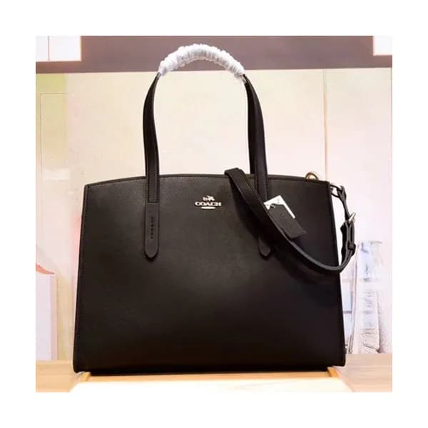 Coach Leather Tote Shoulder Bag,34cm - 코치 레더 토트 숄더… - 1