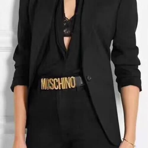 Moschino 2019 Ladies Logo Plate Calfskin Belt - 모… - 1