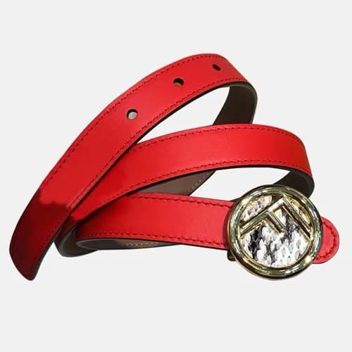 Fendi 2019 Ladies Snake Skin "F" Buckle Leather Be… - 1