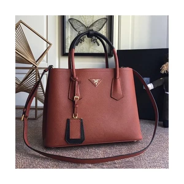 Prada 2020 Saffiano Double Tote Shoulder Bag,33CM … - 1