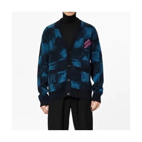 Louis vuitton Mens Monogram V-neck Cardigan Blue … - 1