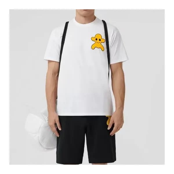 버버리 남자 크루넥 화이트 반팔티 - Unisex White Tshirts - bur043… - 1