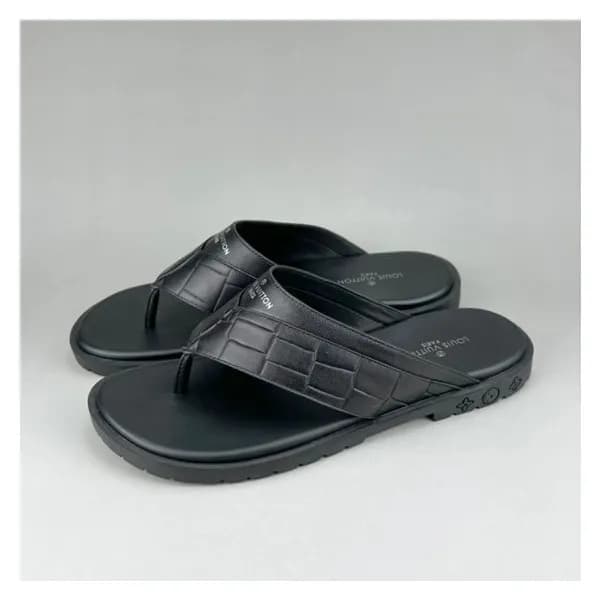 루이비통 남성 이니셜 블랙 슬리퍼 - Mens Black Slippers - lou0428… - 1
