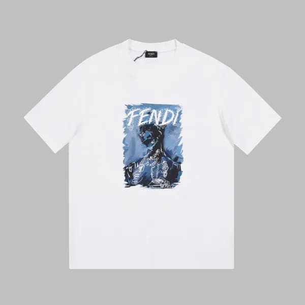 펜디 남성 화이트 크루넥 반팔티 - Mens White Tshirts - fen01217x - 1