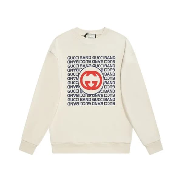 구찌 남/녀 캐쥬얼 아이보리 맨투맨 - Unisex Ivoy Tshirts - Guc050… - 1