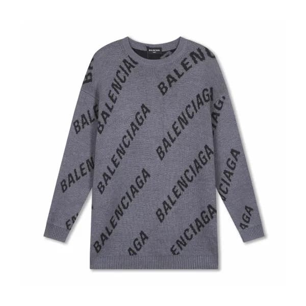 발렌시아가 남성 그레이 크루넥 니트 - Balenciaga Mens Gray Knits -… - 1