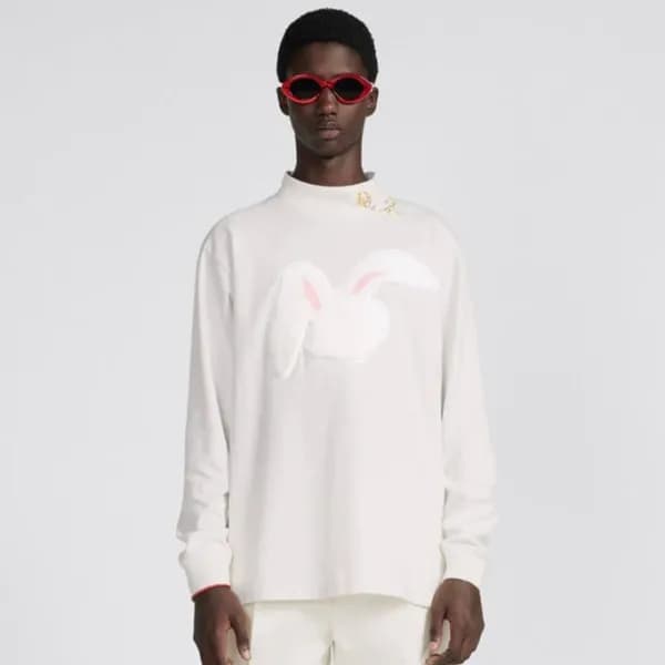 디올 남성 클래식 화이트 긴팔티 - Dior Mens White Tshirts - di18… - 1