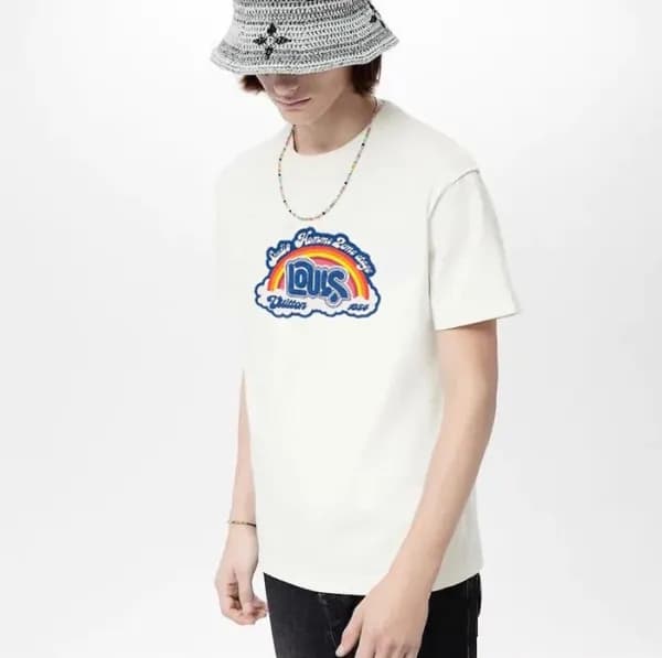 루이비통 남성 화이트 크루넥 반팔티 - Louis vuitton Mens White Tsh… - 1