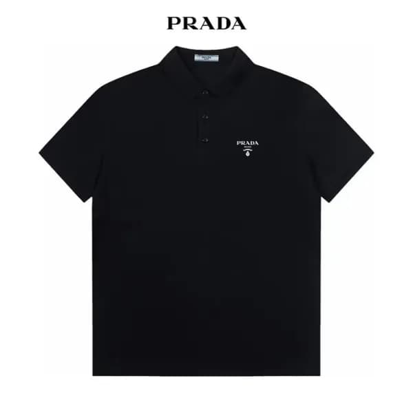 프라다 남성 블랙 폴로 반팔티 - Prada Mens Black Short sleeved … - 1