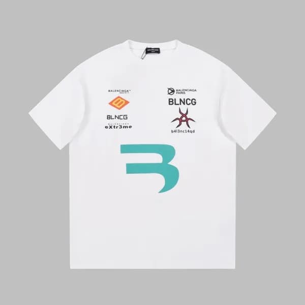 발렌시아가 남성 크루넥 화이트 반팔티 - Balenciaga Mens White Short… - 1