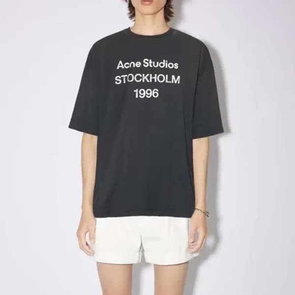 아크네 남/녀 블랙 크루넥 반팔티 - Acne Unisex Black Short sleev… - 1