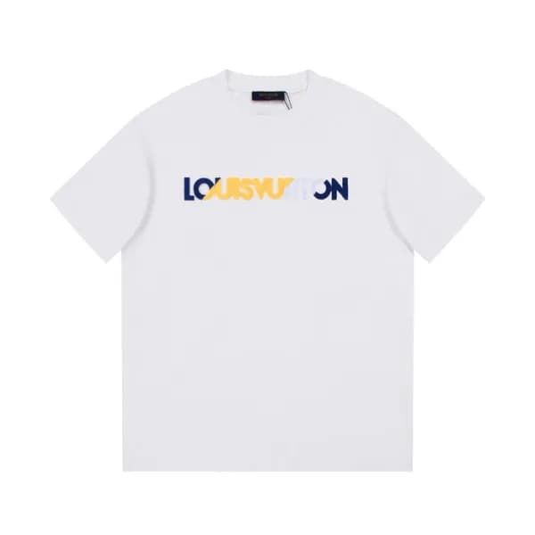 루이비통 남성 화이트 크루넥 반팔티 - Louis vuitton Mens White Sho… - 1