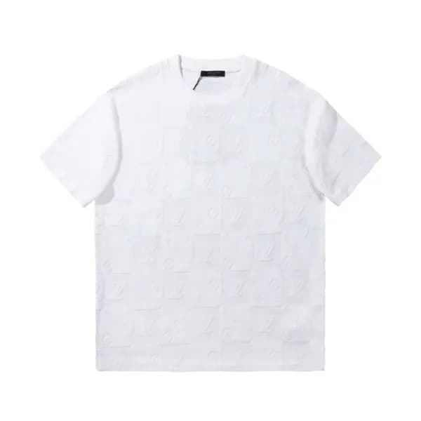 루이비통 남성 화이트 크루넥 반팔티 - Louis vuitton Mens White Sho… - 1