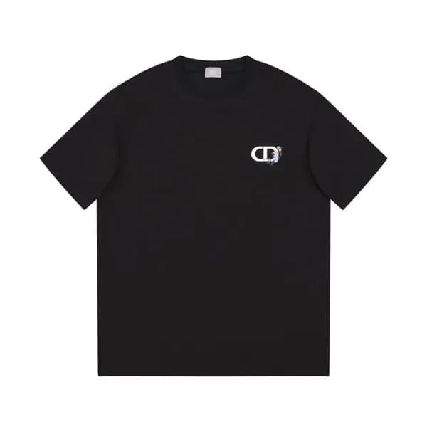 디올 남성 블랙 크루넥 반팔티 - Dior Mens Black Short sleeved T… - 1