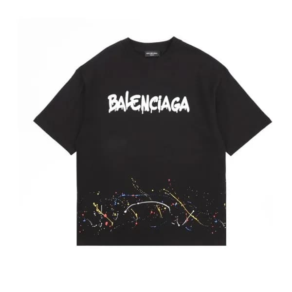 발렌시아가 남성 블랙 크루넥 반팔티 - Balenciaga Mens Black Short … - 1