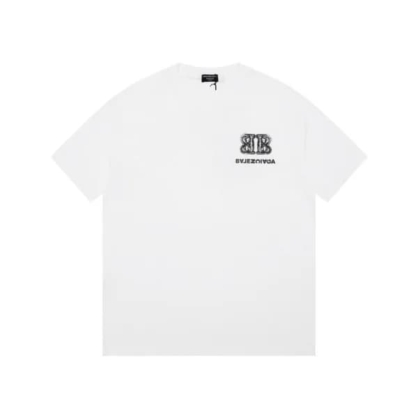발렌시아가 남성 화이트 크루넥 반팔티 - Balenciaga Mens White Short… - 1