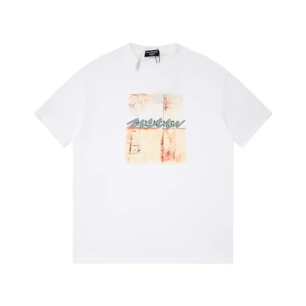 발렌시아가 남성 화이트 크루넥 반팔티 - Balenciaga Mens White Short… - 1