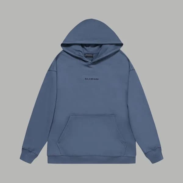 발렌시아가 남/녀 블루 후드티 - Balenciaga Unisex Blue Hoodie -… - 1